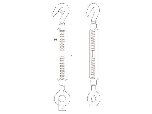 Talamex, rigging screw, stainless steel AISI 316, 10 mm x 90 mm