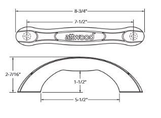 Attwood, grab handle, polypropylene, vinyl, white (2050-5)