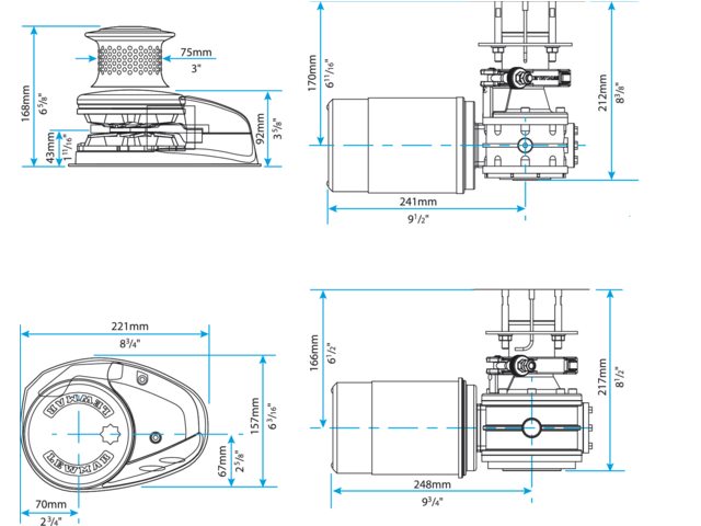 Lewmar, anchor winch stainless steel, 221x157x92 mm (6672211108-139)