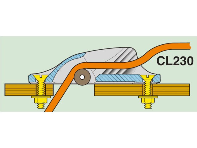 Clamcleat, roller fairlead MK1, anodized aluminium, 82 x 18 x 25 mm (CL236AN/R)