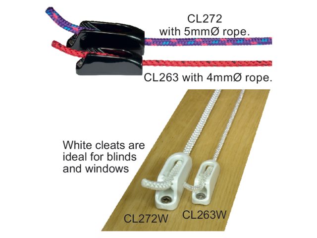 Clamcleat, micros, nylon, 44 x 13 x 16 mm (CL263W/R), 2 pcs