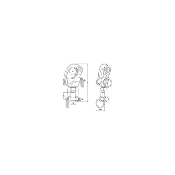 Talamex, snap shackle with fork, stainless steel AISI 316, 22 mm