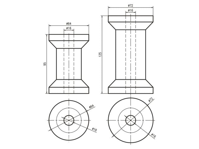 Talamex, keel roller polyurethane, 125 mm x 72 mm