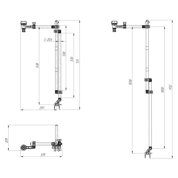 Borika, universal transducer mount kit with holder, 731 - 1132 mm (01.04.042.01.06)