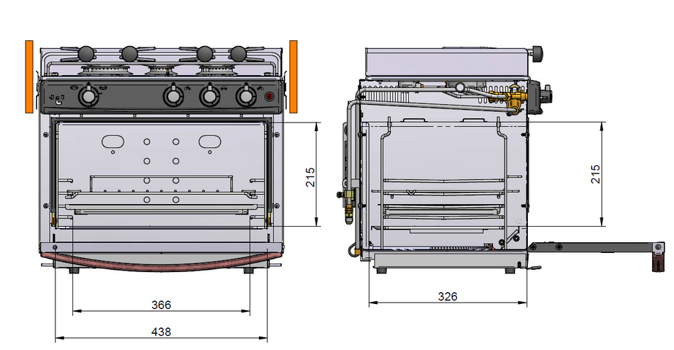 Eno, three burner cooker with oven, 515 x 470 x 446 mm (186340820785)