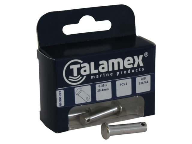 Talamex, clevis pin stainless steel AISI 316, 5 mm x 15 mm