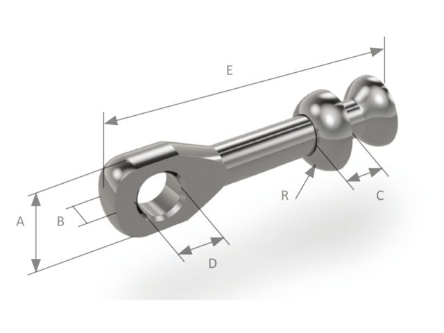 OS BSI, kugleterminal, rustfrit stål AISI 316, 16.1 mm x 8 mm (242708)