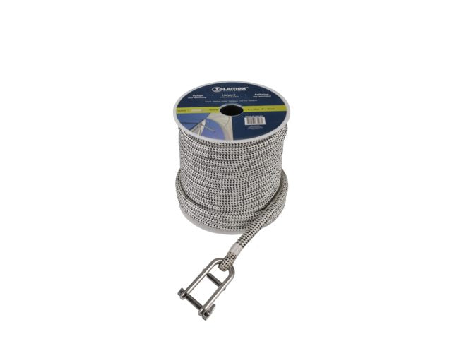 Talamex, halyard with shackle, white/black, 8 mm x 30 m