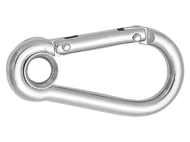 Talamex, carabiner with eyelet and locking bar, stainless steel AISI 316, 80 mm