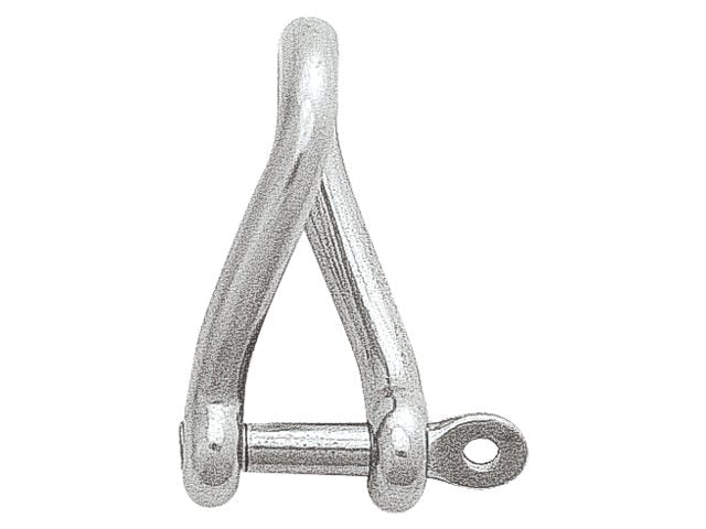 Talamex, twisted shackle with short captive pin, stainless steel AISI 316, 8 mm x 48 mm