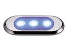 NauticPro.dk | Talamex, LED Høflighedslys Oculus Blåt Lys, 1 stk, Overflademonterbar, Lav Profil 5 mm, Rustfrit Stål, 12V DC, IP67, 80mm x 37mm x 5mm