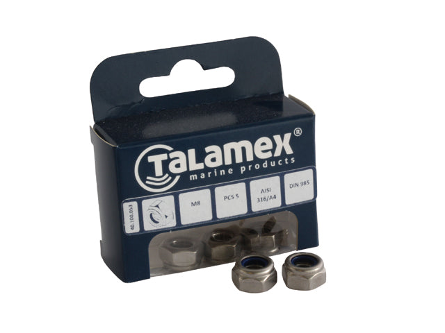 Talamex, hex locknut stainless steel AISI 316, M4, (DIN 985), 6 pcs