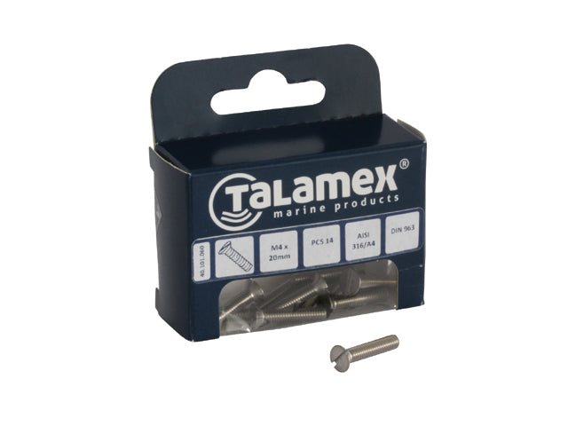 Talamex, šroub s drážkou, nerezová ocel AISI 316, M8 x 50 mm, 6 ks