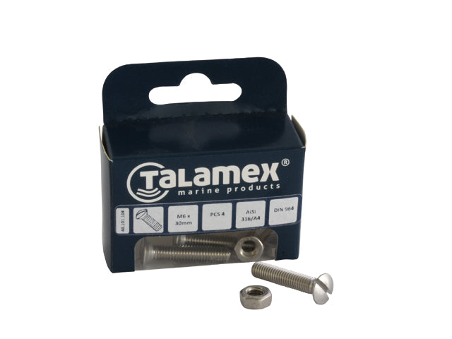 Talamex, raised head screw, stainless steel AISI 316, M5 x 60 mm, (DIN 964), 6 pcs
