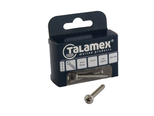 Talamex, plate screw stainless steel AISI 304, 5.5 mm x 25 mm, 6 pcs