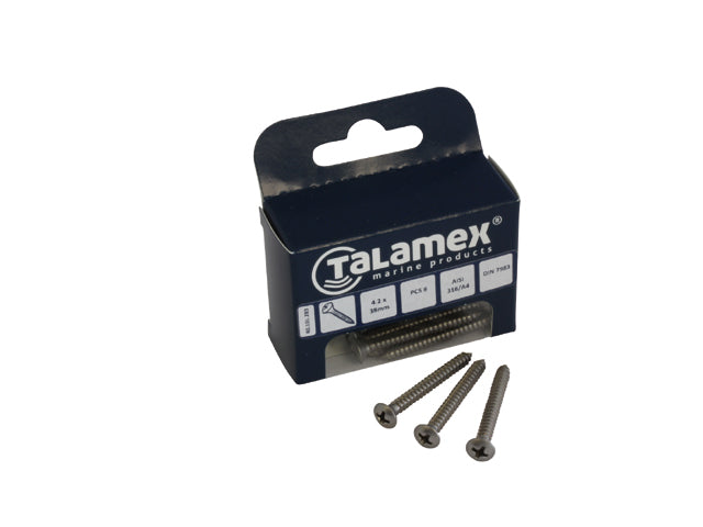 Talamex, plate screw, stainless steel AISI 316, 2.9 mm x 9.5 mm, 6 pcs