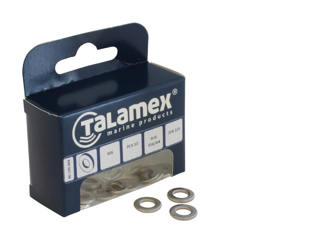 Talamex, skive, rustfrit stål AISI 316, M10, 6 stk