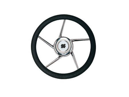 NauticPro.dk | Ultraflex, V01 RAT, rustfrit stål, Ø 350 mm, sort PU, med nav og dæksel, EN28848/ABYC P22