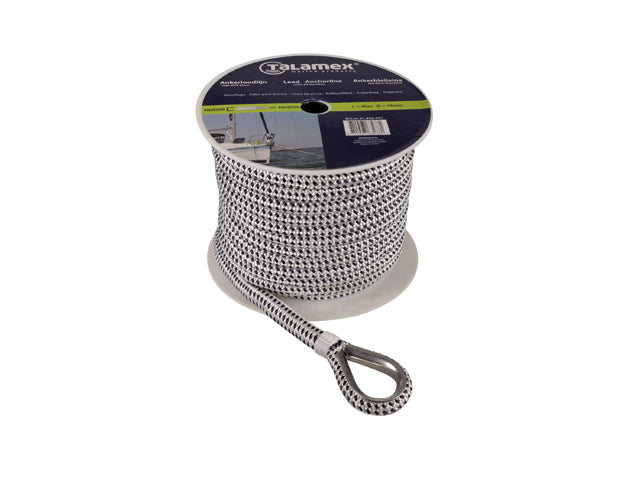 Talamex, anchor line braided with lead, polyester, 12 mm x 20 m